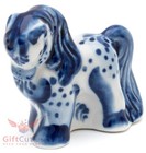 Russian Porcelain Gzhel Hand Painted Figurine Of Pony Horse Symbol 2026 Year