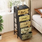Small 5 Drawer Dresser Tall Skinny Retro Floral Fabric Metal Frame Wood Top Dorm