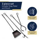 3pc Fireplace Tool Set Fireplace Tools With Fire Poker  Tongs  Shovel  Black