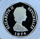 1974 Seychelles 5 Rupees Silver Proof Coin Heptagon Low Mintage Ultra Cameo Raw