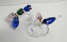 Pair Of Vintage Glass Figurines Birds   Parrots On Perch   Water Fountain -  Euc