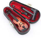 Wooden Miniature Violin With Stand  Bow And Case Mini Violin Musical Instrume   