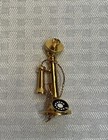Miniature Phone Brass Candlestick Telephone 2  Rotary Dial Vintage Dollhouse