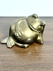 Vintage Mcm Large Heavy Brass Frog Sculpture Fat Chubby Paper Weight