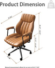 Brown Leather Office Chair  Mid Century Home Office Desk Chair