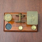 Antique English Postal Scale Weights Brass   Wood Mechanical Desk Postage