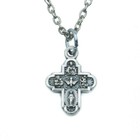 Catholic Cross Silver Plated 4 Way Medal Pendant Necklace Jesus Saint Italy