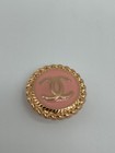 Chanel Round Pink Enamel Cc Buttons Set Of 6 Gold Tone Shank Style Euc