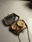 Marathon Vintage Guilloche Enamel Powder Rouge Lipstick Compact Purse