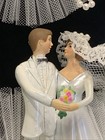 Vintage Large Wedding Cake Topper Bride   Groom Flowers Arch Pearls