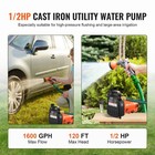 1 2 Hp Electric Water Transfer Pump 1600 Gph Portable Utility Pump For Garden   