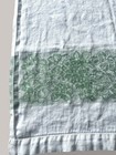 Vintage Linen Kitchen Tea Towel Green Floral Damask Oversized 24x40 Hemstitched