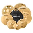  Cymbal Pack For Drum 8 Pcs Super Polishing Cymbals Set Brilliant Gold Hero 