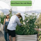 Metal Planter Box W  Wheels Raised Garden Bed Kit W  Safety Edging Planting Bed