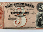 1800s Bank Of Michigan Detroit Obsolete Currency  3 Note  Uncirculated
