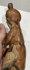 Antique Eccentric Fu Manchu Hand Carved Oriental Asian Wood Statue  12 In Tall
