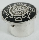 Vintage Mexican Sterling Silver Mayan Aztec Calendar Enamel Lidded Pill Box Dish