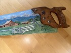 Vintage Hand Saw Hand Painted Barns In The Mountains 29   