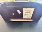 Vintage Zenith Model R519r Am Tube Clock Radio - Burgundy Bakelite - Functional