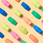 Box Of 25 Pencil Top Cap Erasers  5 Colors  Blue  Yellow  Pink  Green  Orange
