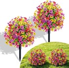 Artificial Topiary Ball Tree Violet Flowers With Spike  2 Pack 23 6  Faux Pla   