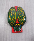 Vintage Japanese Tin Litho Cicada Cricket Insect Toy Clicker Japan Red Bug 1950s