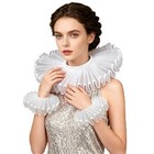 White-b Ruffle Neck Clown Collar - Medieval Costume Accessory For Halloween Cosp