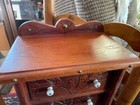 Vintage Antique Hand Made Wooden Multi Drawer Hanging Cabinet Carved Studded 