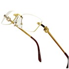 Rimless Rectangle Eyeglasses Gold Frame Clear Lens Fashion Casual Look Rapper