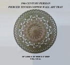 Huge 39  Antique  persian  qalamzani Shebekeh  Copper Tray W Pierced Leaf Design