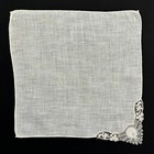 Linen Heirloom Lace Wedding Handkerchief Bride Cottage Core Floral Vintage