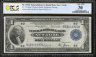 1918  1 New York Frbn Federal Reserve Bank Note Pcgs 30 Fr 712 41872