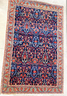 Antique Large Mustafi Bijar Navy Blue Ground Handwoven Tribal Design Rug