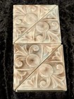 Lot Of  4  Antique Fireplace Tile  Glazed  Embossed  Majolica  3   x 3   x 4   