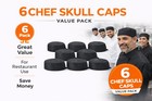Leqc 6pcs Black Chef Skull Cap     Adjustable Breathable Mesh Chef Hats