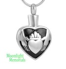 New Irish Claddagh Heart Cremation Urn Keepsake Ashes Memorial Necklace