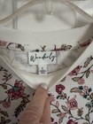 Wonderly Women   s Waffle Knit Top Floral Ivory Wine Pink Green Crew Neck Size L
