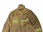 50x31 33l Morning Pride Firefighter Brown Turnout Jacket Coat Yellow Tape J1027