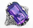 10ct Heat Treated Alexandrite 925 Sterling Silver Edwardian Style Ring Sz 8