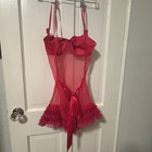 Victoria s Secret Sheer Hot Pink Bustier Nightie - 36c