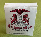 Vintage Ambassador Hotel  Los Angeles  Ca  Matchbook   Unstruck  Front-strike  