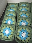 Lot Of 20 5    Crochet Granny Squares  Floral  White  Turqua  2 Shades Of Green