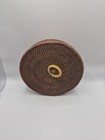 Vintage Woven Basket  With A Nice Ring On Top Of Lid