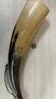 Vintage Bull   Cow  Blow Horn W  Leather Strap   Metal Mouth Piece  13    Long