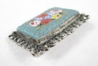 Antique Italian 800 Silver Filigree Floral Micro Mosaic Rectangular Brooch