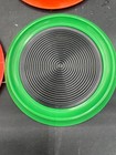 Set Of 4 Vintage Plastic Drink Coasters Round Orange Green Yellow Red Retro 