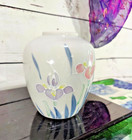 Mcm Hand Painted Raised Florals Ginger Jar-no Lid- Otagiri Japan Porcelain Vase