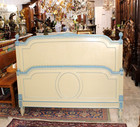 French Antique Louis Xvi Painted Frame Light Green   Blue Queen Size Bed