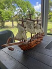 Vintage Handmade Pirate Ship Wood Model