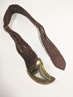 Chico s Vintage Brown Leather Belt W  Moroccan-styled Metal Buckle Size S m